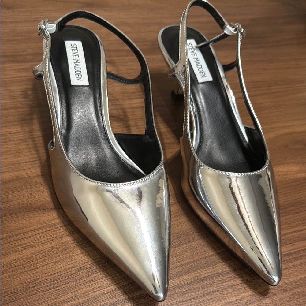 Steve Madden Silver Heels Slingback Pumps